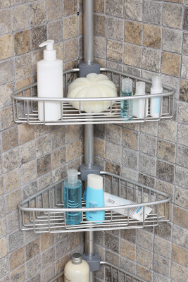 4 Raflı Paslanmaz Alüminyum Banyo Köşe Rafı - Metalik (Montaj Gerektirmez.) - 4