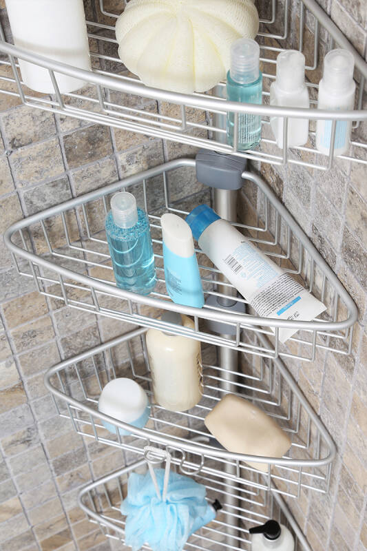 4 Raflı Paslanmaz Alüminyum Banyo Köşe Rafı - Metalik (Montaj Gerektirmez.) - 5