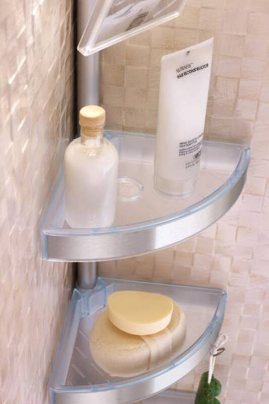 3 Raflı Paslanmaz Alüminyum Banyo Köşe Rafı - Metalik (Montaj Gerektirmez.) - 2