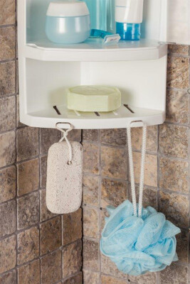 Kapaklı Banyo Köşe Rafı Şeffaf Naturel - Primanova (1)