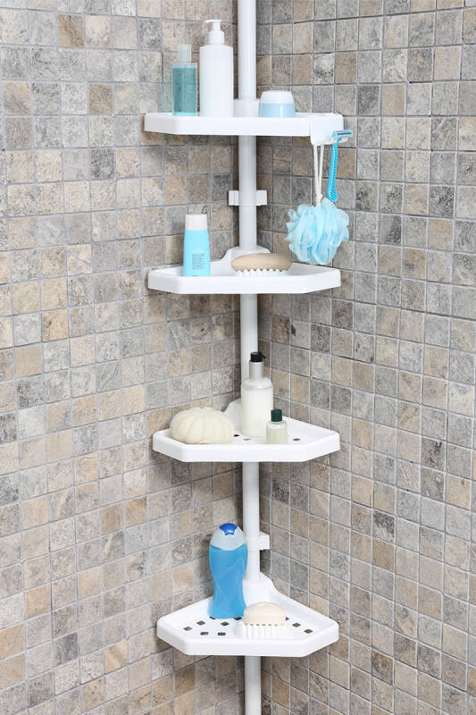 4 Raflı Banyo Köşe Rafı - Beyaz (Montaj Gerektirmez.) - 1