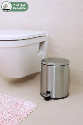 Cigo 6 LT Yumuşak Kapanan Pedallı Banyo Mutfak Ofis Çelik Çöp Kovası - Mat & İç Kısım Siyah - 4