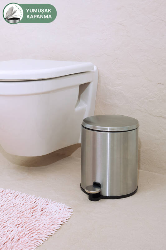 Cigo 6 LT Yumuşak Kapanan Pedallı Banyo Mutfak Ofis Çelik Çöp Kovası - Mat & İç Kısım Siyah - 4